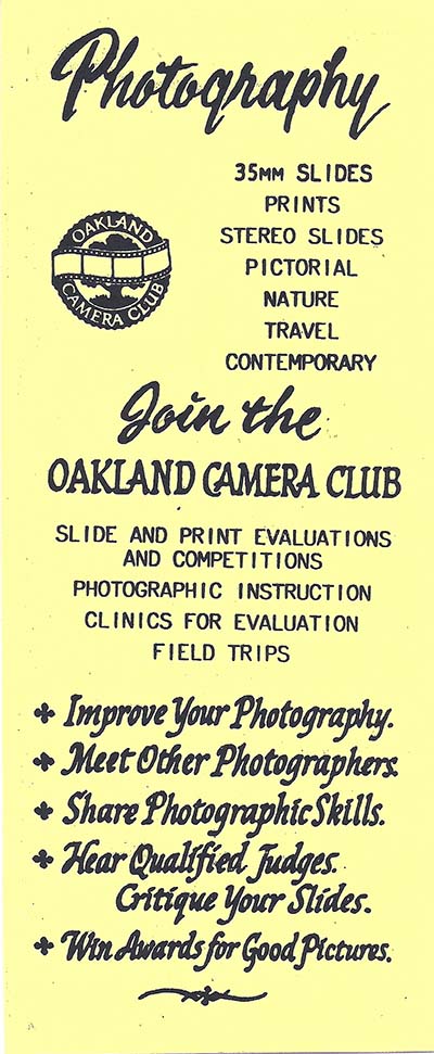 Oakland Camera Club flyer