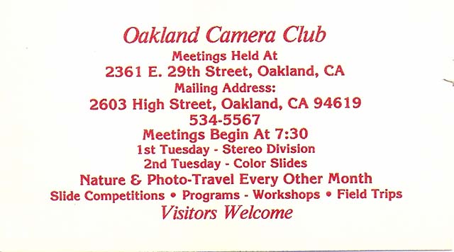Oakland Camera Club postcard